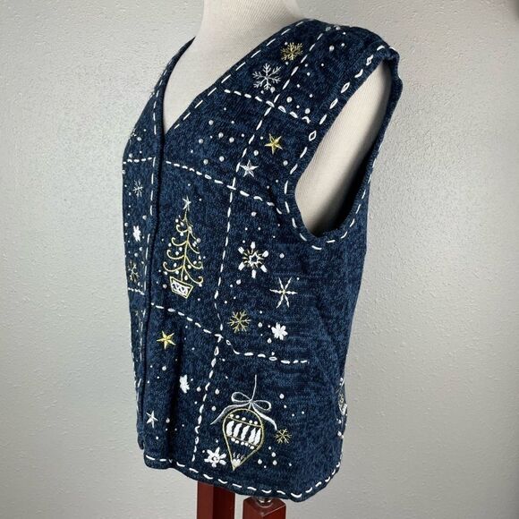 Reference Point Christmas Sleeveless Cardigan Sweater Size M EUC - Picture 4 of 10